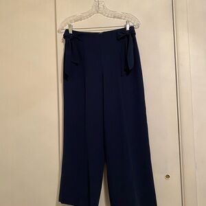 CeCe Navy Blue Wide Leg, w/ Side Tie Women's Dress Chic and Classy Pants